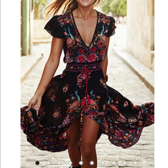 Peacocks & Flowers Bohemia Dress. P/A1023/3 - Picture 3 of 6